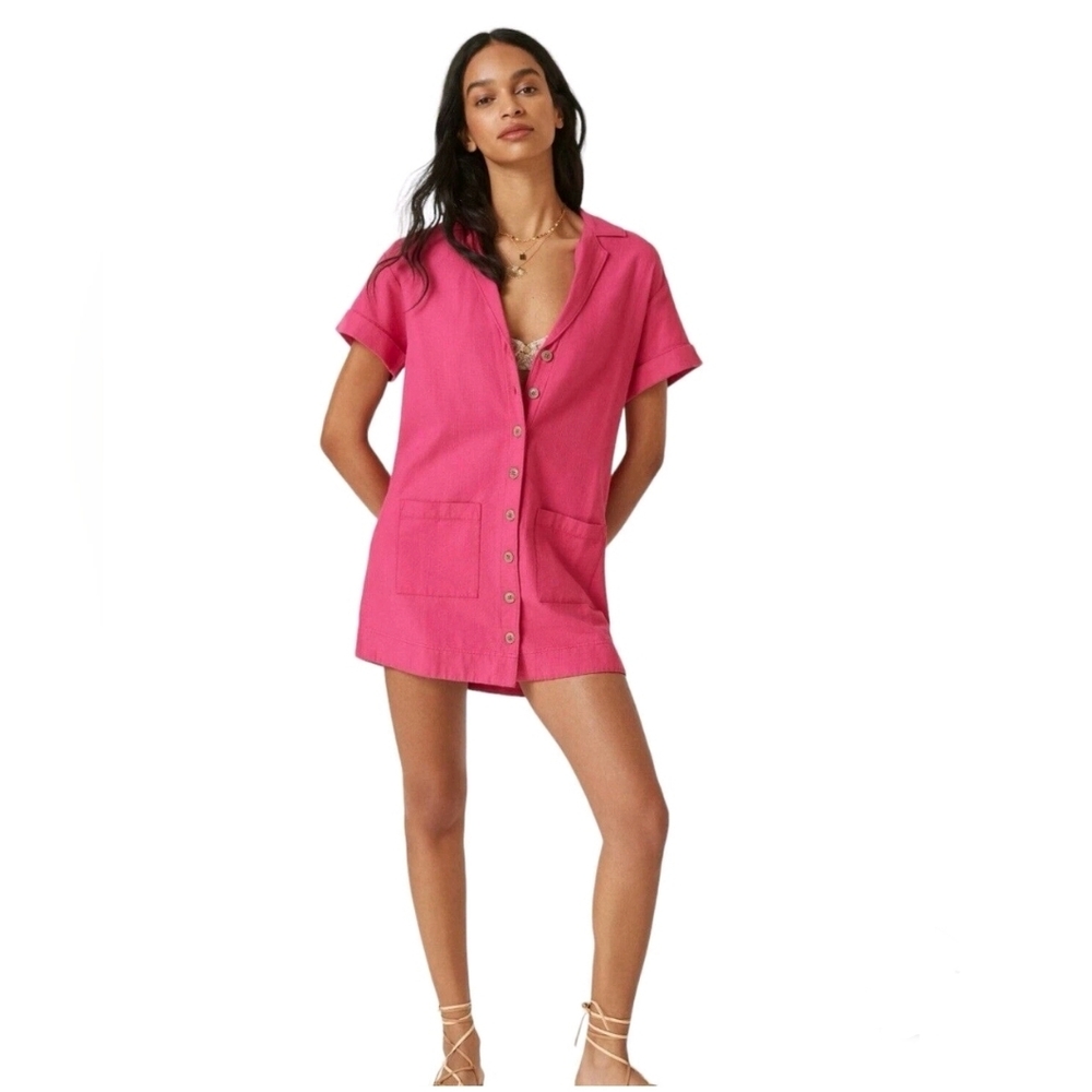 Anthropologie Pilcro Pink Buttondown Shirt Dress Size Medium - Picture 1 of 6